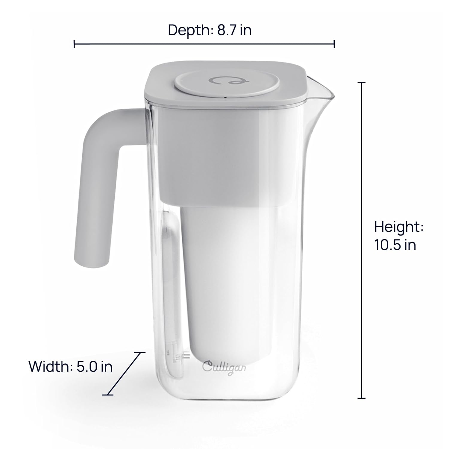 Depth: 8.7 in  
Height: 10.5 in  
Width: 5.0 in  
Culligan