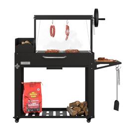 Koolmore - 54 in. Argentine Charcoal Grill, Adjustable Grate Outdoor BBQ, (KM-OG-A-54) - Black