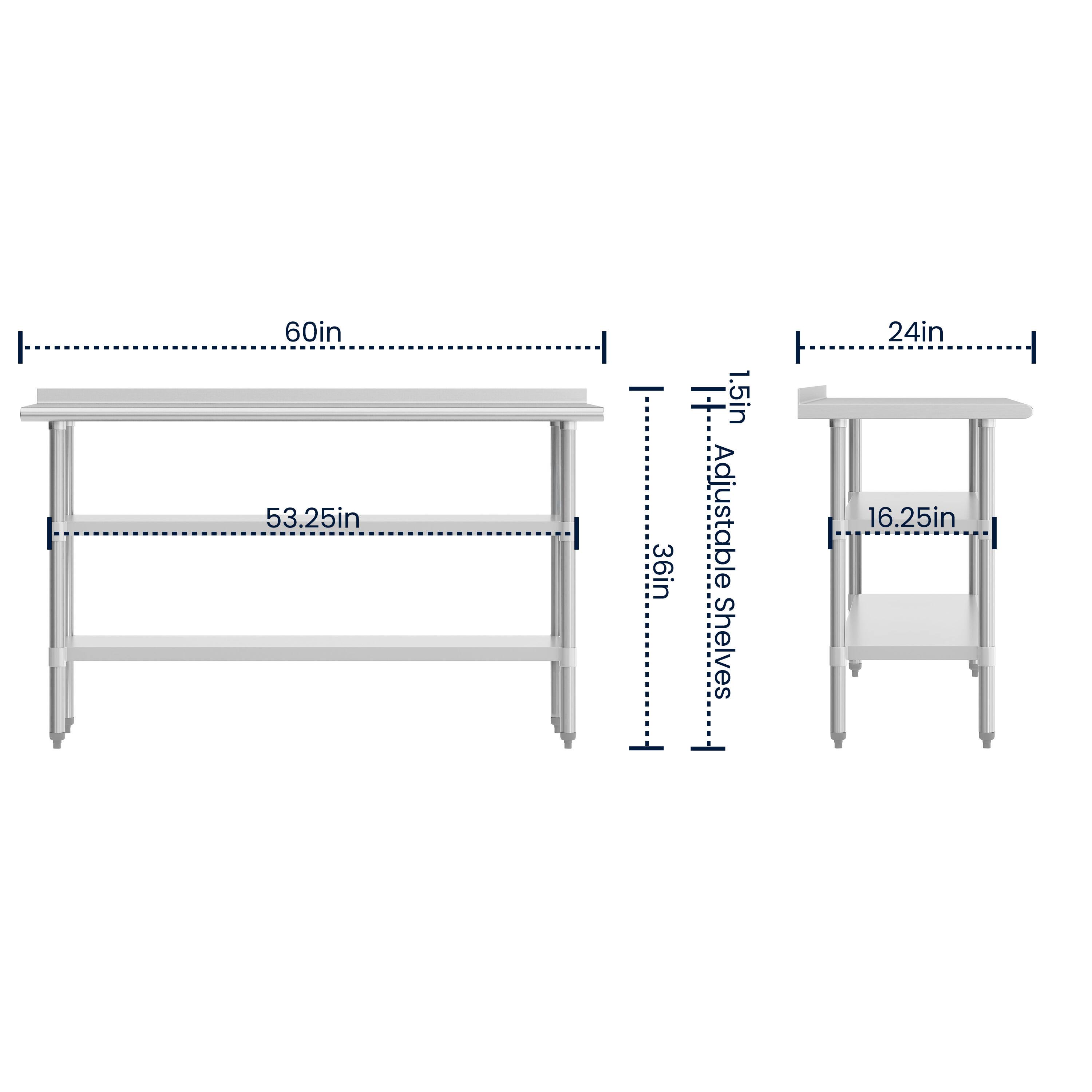 60in x 53.25in Adjustable Shelves  
24in x 16.25in