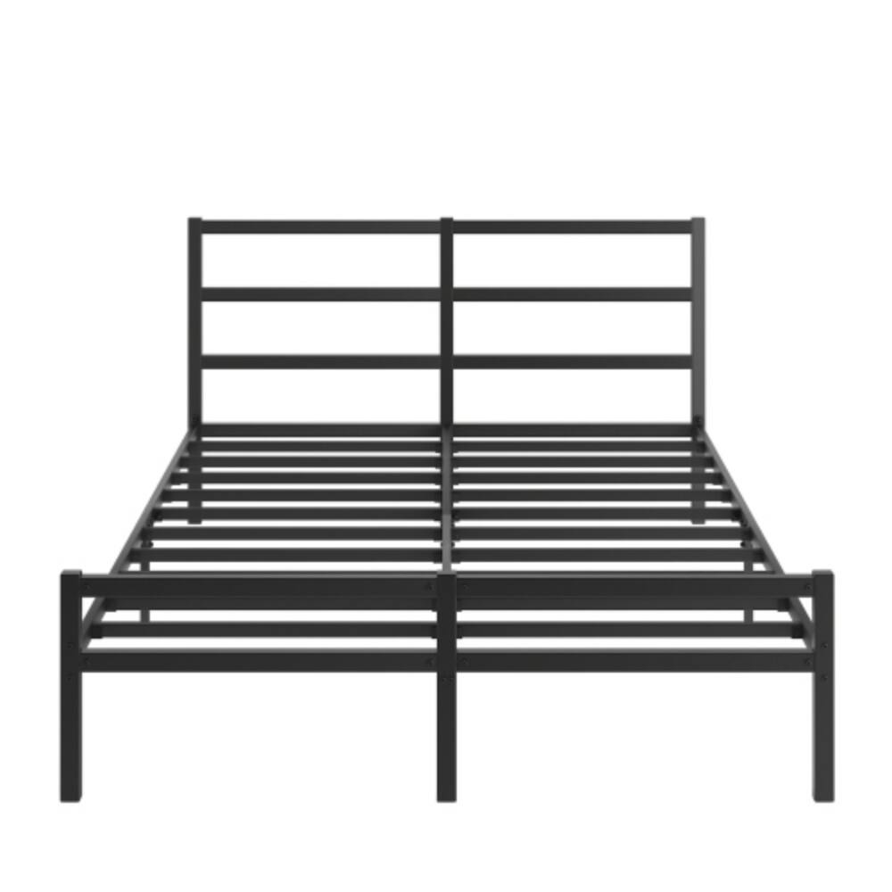 Left. LUCKY ONE - Full Size Metal Platform Bed frame with Headboard, Sturdy Metal Frame - Black.