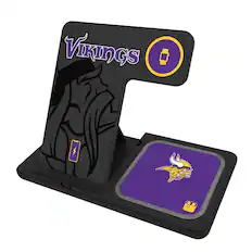 Front. Keyscaper - Minnesota Vikings 3-In-1 Wireless Charger - Multicolor.