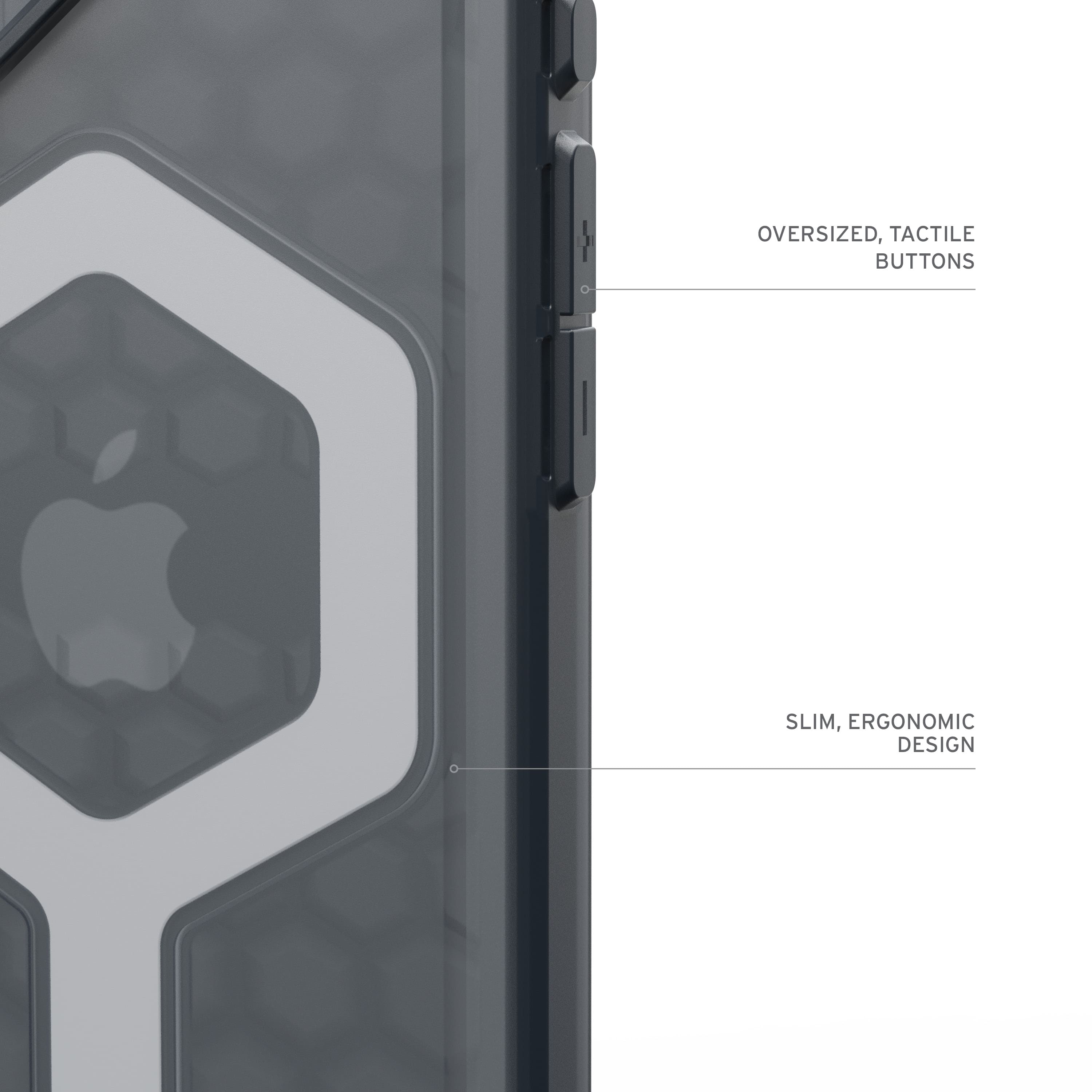 The image features a close-up view of a cell phone with a tactile design. The phone has oversized, tactile buttons, which provide a better grip and tactile feedback for the user. The design is slim and ergonomic, making it comfortable to hold and use.