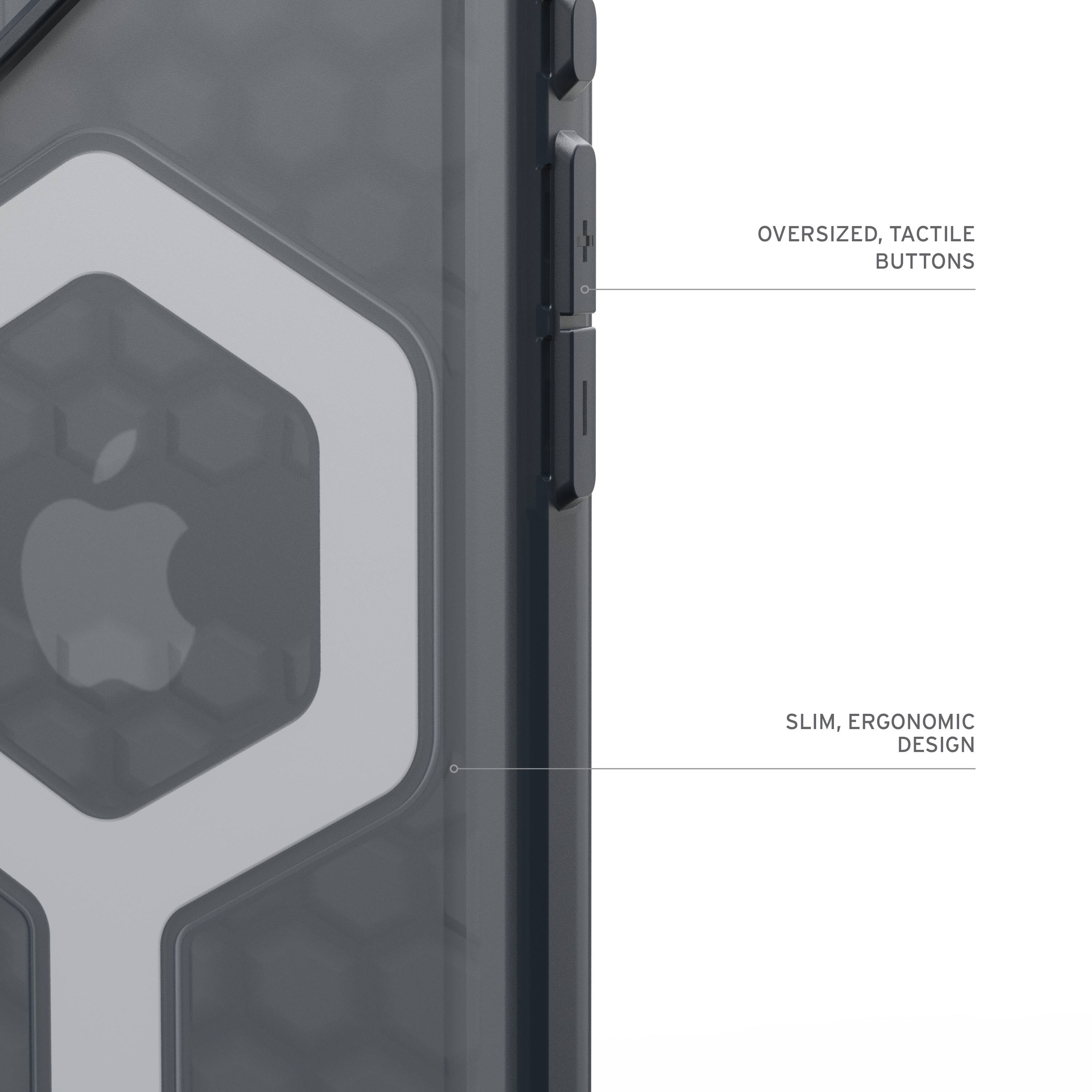 The image features a close-up view of a cell phone with a tactile design. The phone has oversized, tactile buttons, which provide a better grip and tactile feedback for the user. The design is slim and ergonomic, making it comfortable to hold and use.