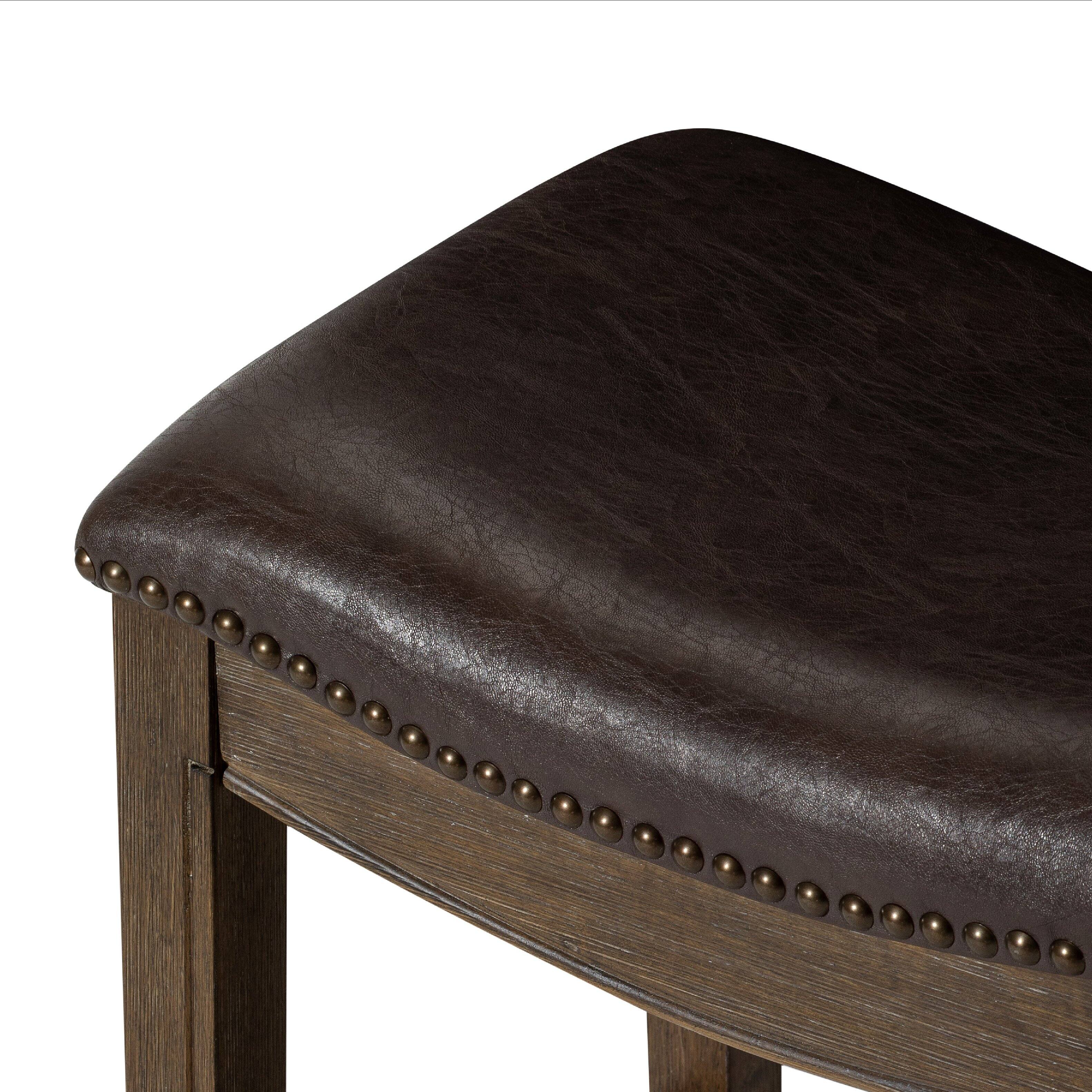 Alt View 6. Maven Lane - 26" Adrien Saddle Counter Stool In Walnut Finish With Vegan Leather - Walnut.