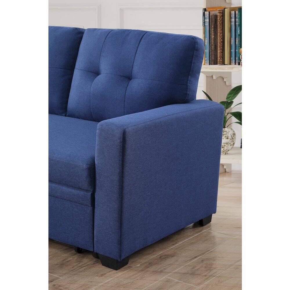 Alt View 6. Devion Furniture - Devion Furniture Polyester Fabric Reversible Sleeper Sectional Sofa-Blue - Blue.