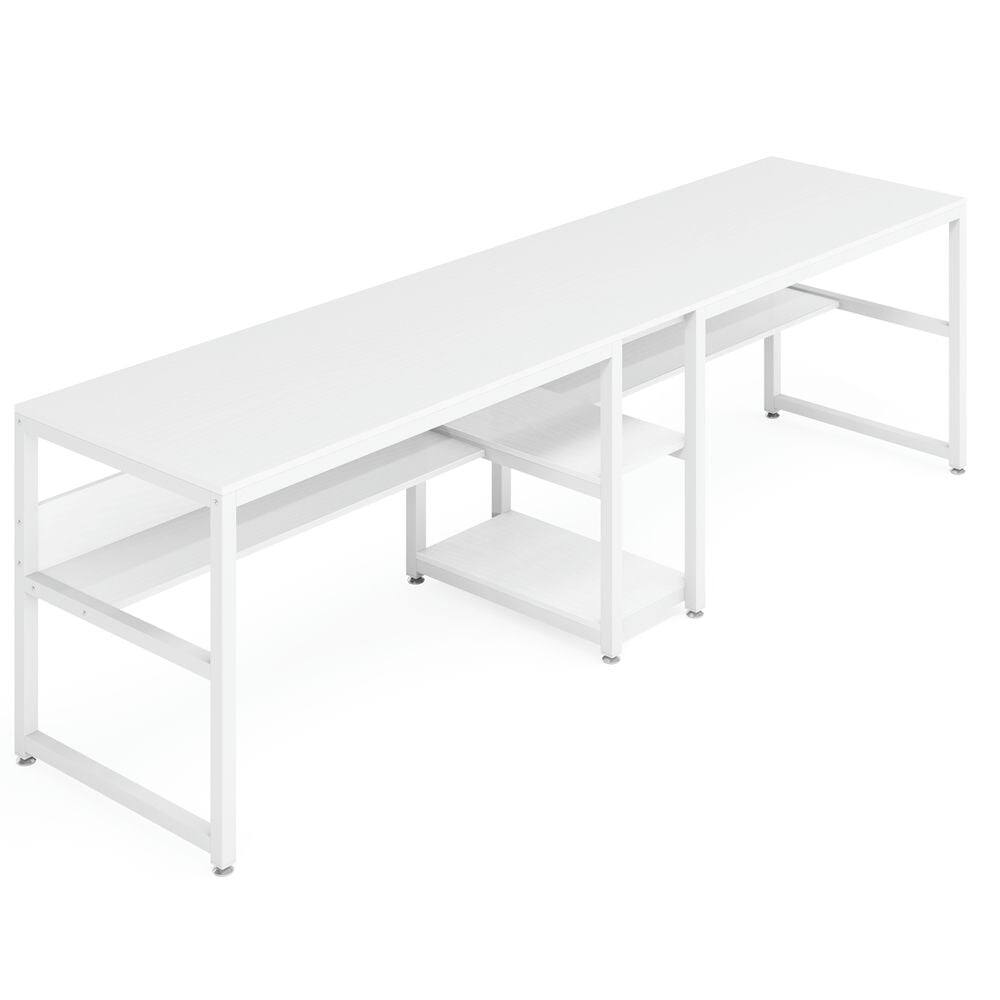 Left. Kadyn - Kadyn Study Writing Desk, Computer Desk,78.7" Two Person Desk, Computer Desk Double Workstation with Shelves,White - White.