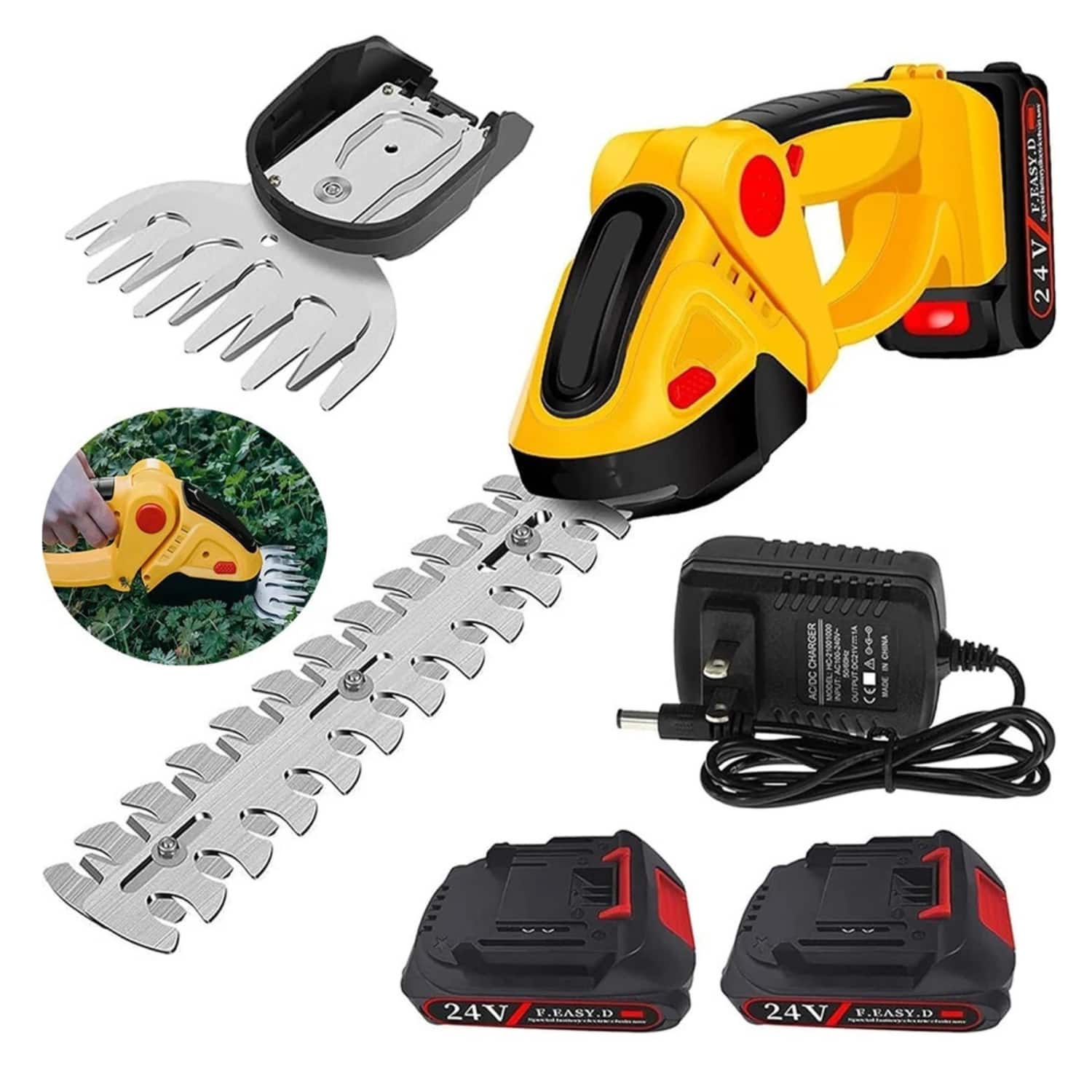 Stock Preferred - 2-in-1 Cordless Hedge Trimmer & Grass Shear Kit with 2 Batteries and Charger