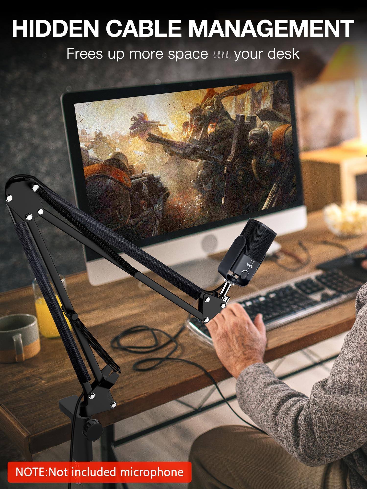 HIDDEN CABLE MANAGEMENT  
Frees up more space on your desk  

NOTE: Not included microphone