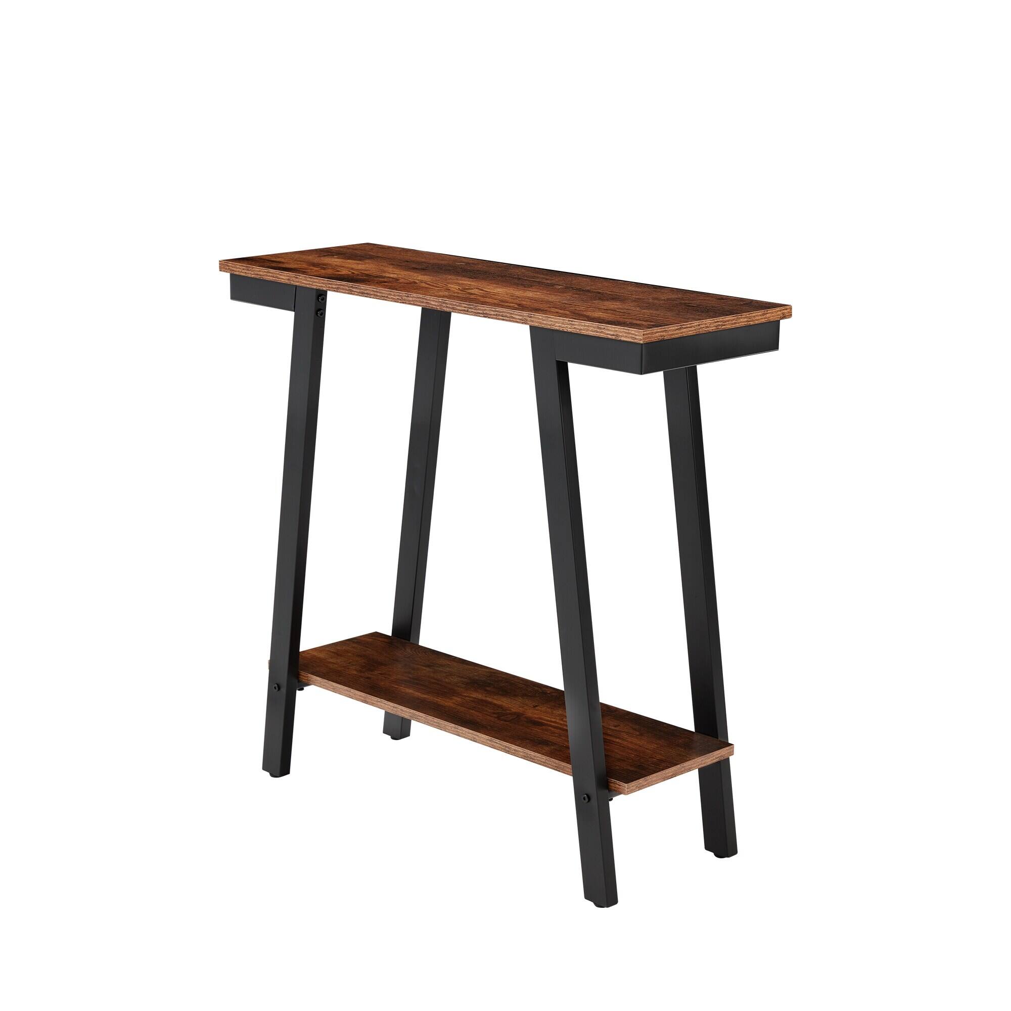 Alt View 5. U-HOMY - Rustic Wood Console Table with Shelves, 29.5"H Narrow Entryway Sofa Table for Hallway/Behind Couch - 30"W.