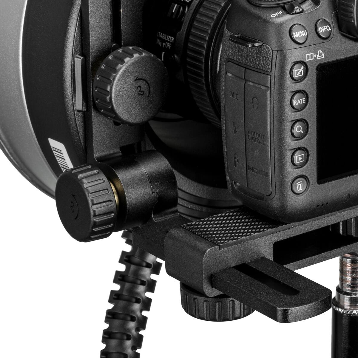 A: H D 7 STABILIZER ON/OFF MENU INFO. ! MIC RATE ALVOUT DIGITAL