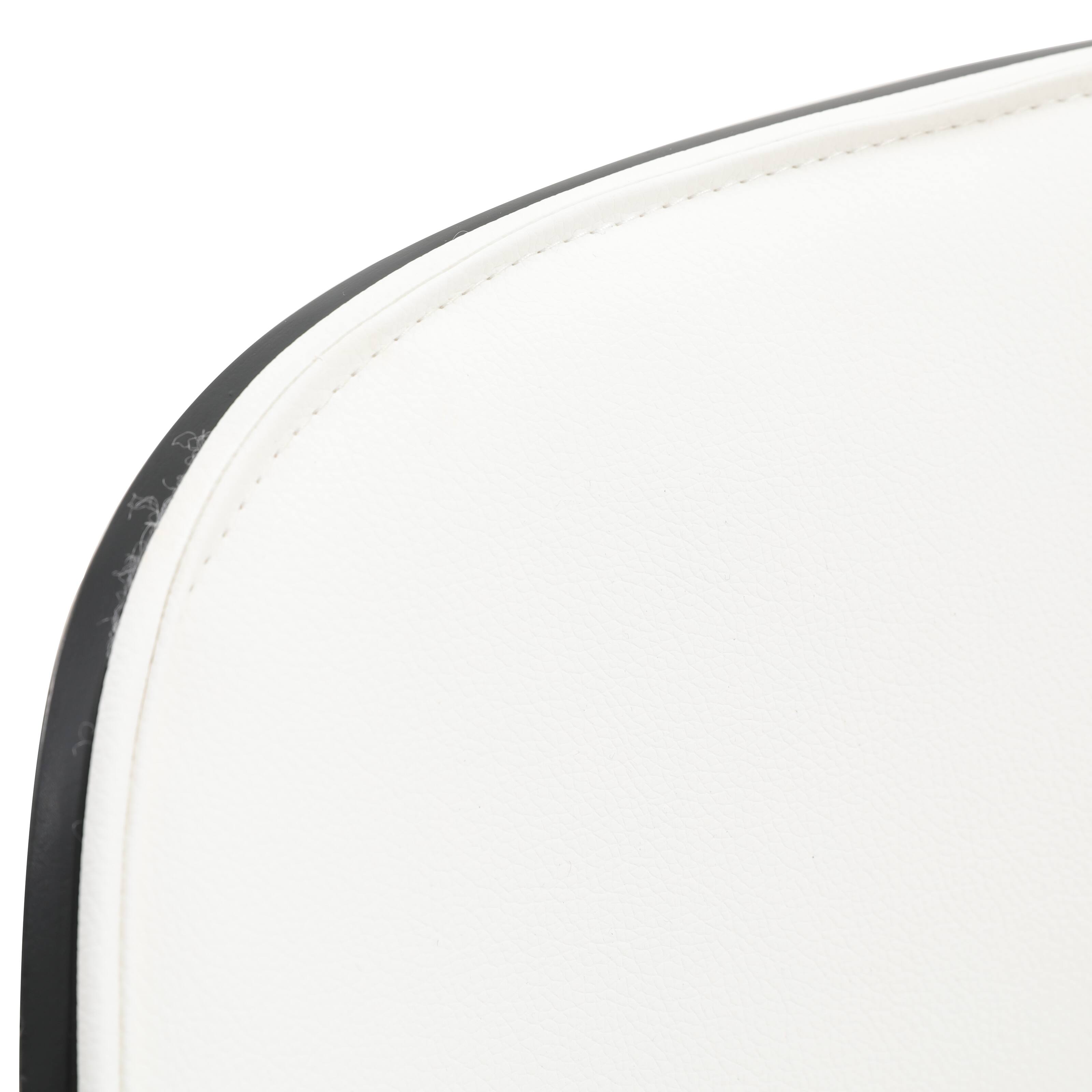 Alt View 4. LeisureMod - Tule Vintage Mid-Century Dining Chair, Modern Fabric Upholstered Kitchen Side Chair with Protective Floor Glides - Black/White.