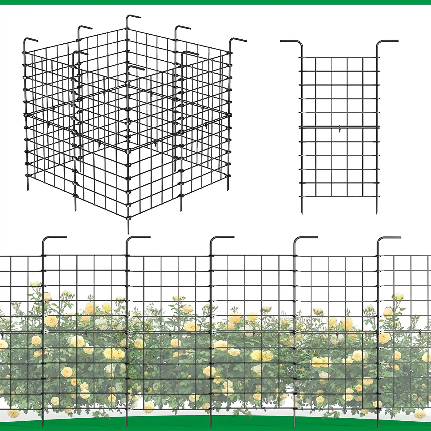 Alt View 4. Oumilen - Metal Wire Garden Animal Barrier Fence 16 Pack.