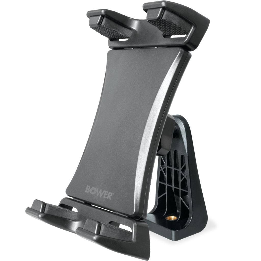Front. Bower - Tripod Mount Holder for Smartphones and Tablets - Black.