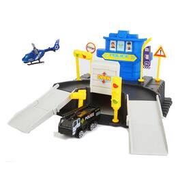 Kitcheniva - Kids 2 Level Police Station Ramps Garage Car Helicopter Playset Toy - Multicolor