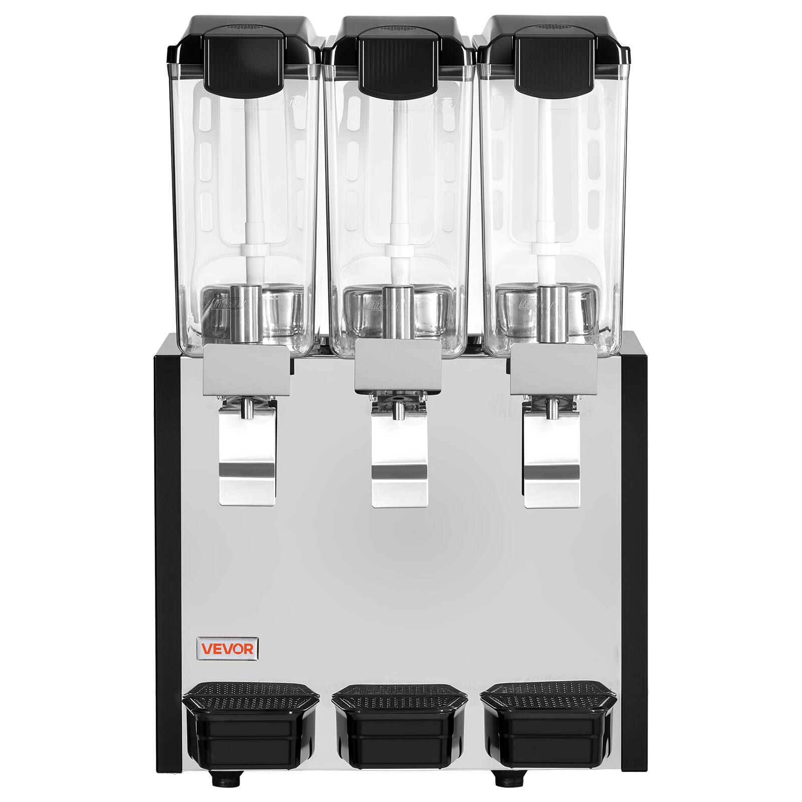 Alt View 5. VEVOR - Commercial Beverage Dispenser 3 Tanks 10 L / 10.6 QT Per Tank, Stainless Steel Juice Dispenser, Ice Tea Drink Machine - Black;Silver.