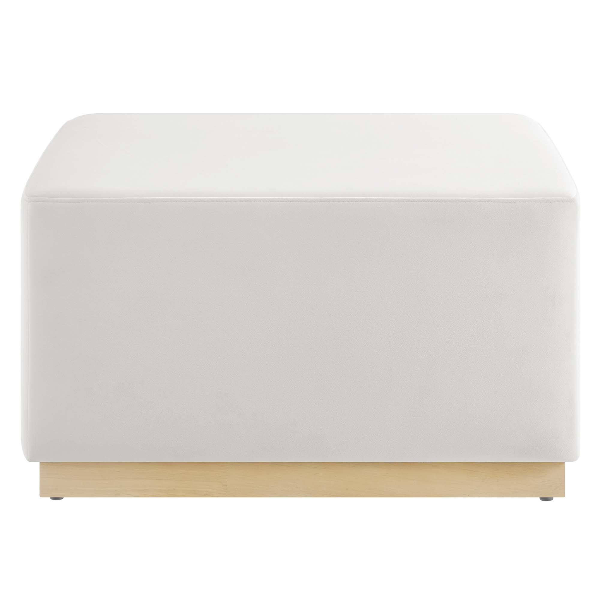 Alt View 4. Modway - Tilden Large 28" Square Performance Velvet Upholstered Ottoman by Modway - Alabaster Natural.