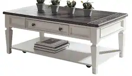 Liberty Furniture Industries - Allyson Park Rectangular Cocktail Table in Wirebrushed w/ Charcoal Top - White