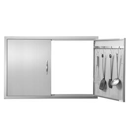 VEVOR - BBQ Access Door, 39W x 26H Inch Double Outdoor Kitchen Door, Stainless Steel Flush Mount Door, Wall Vertical Door - Silver