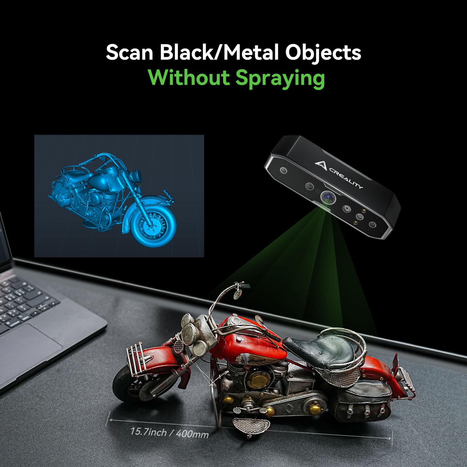 Scan Black/Metal Objects Without Spraying - Creality - 15.7inch / 400mm