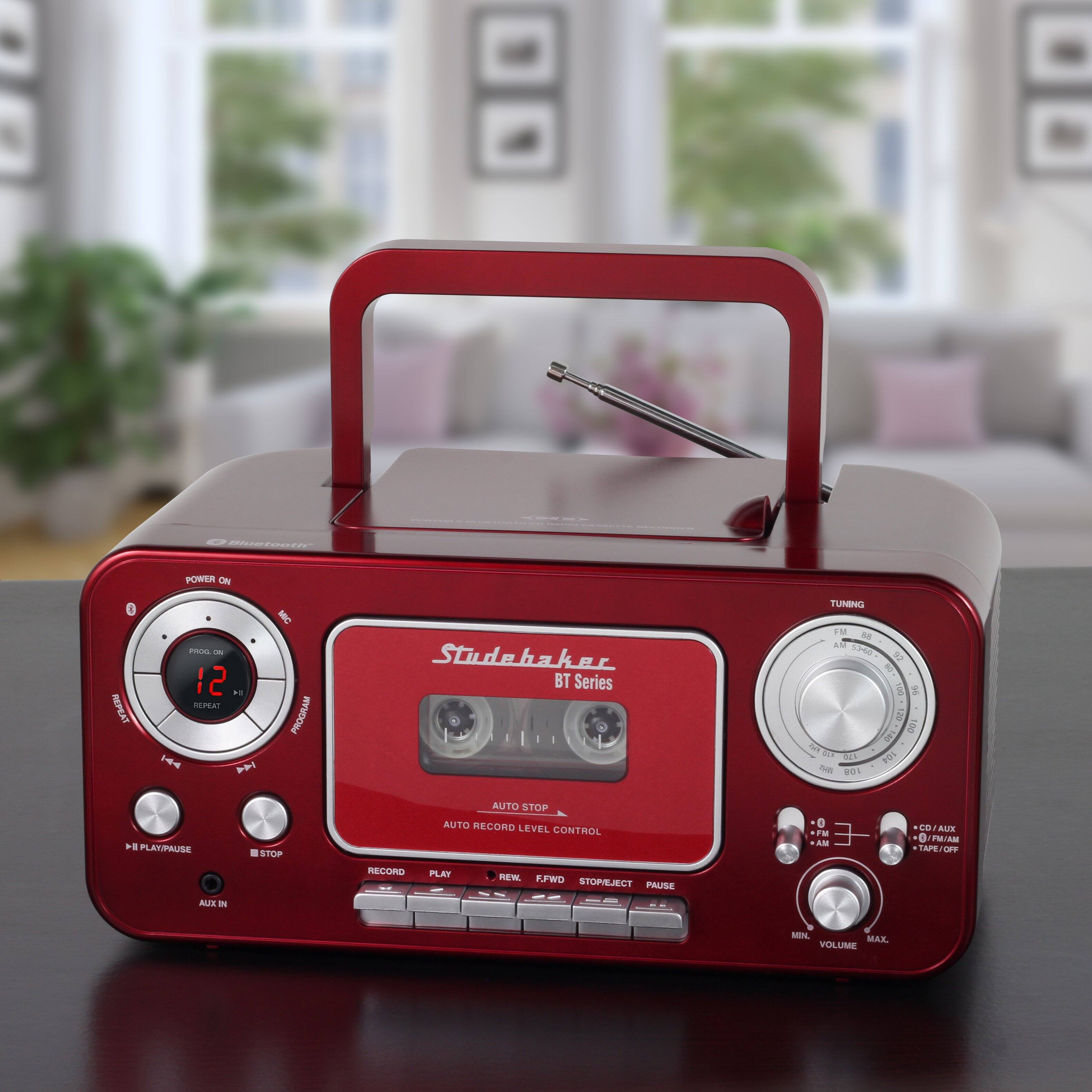Alt View 11. Studebaker - BT Series Portable Bluetooth CD Player with AM/FM Stereo - Red.