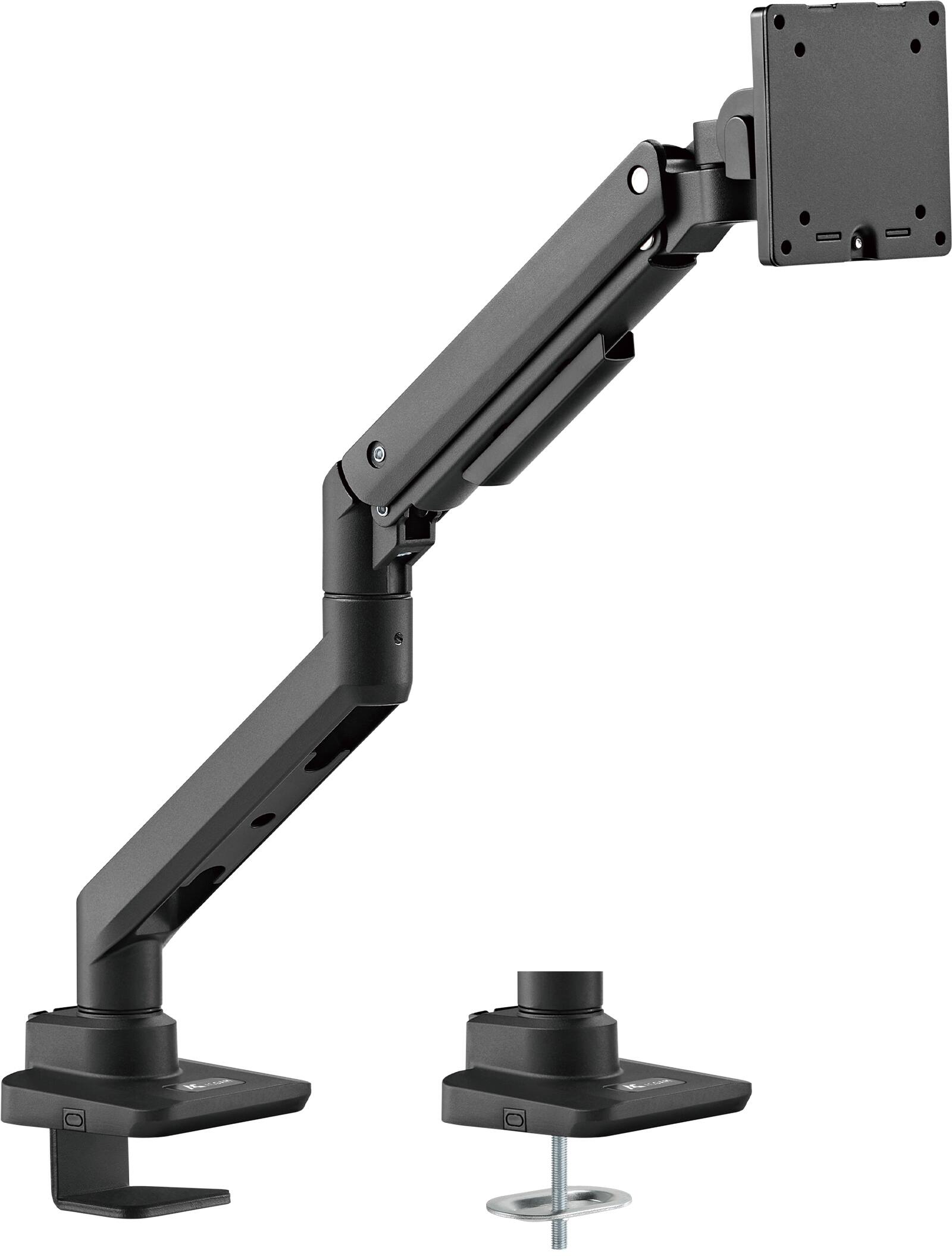 Angle. ACGAM - Single Monitor Gas Spring Desk Mount, Fully Adjustable Heavy Duty Monitor Arm for Ultrawide Screen 17 to 49 Inch, 44 lbs - Fine Texture Black.