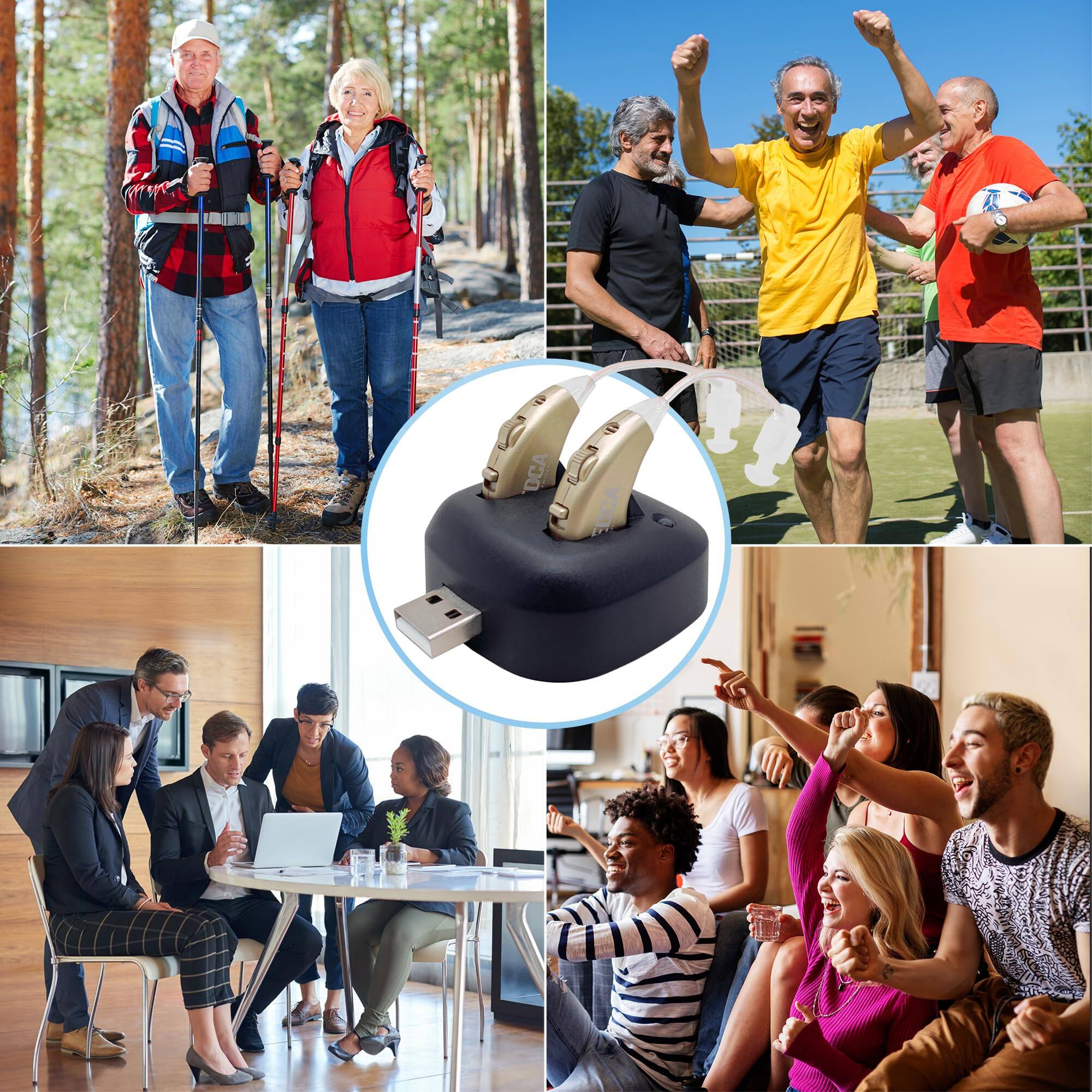 Alt View 5. MEDca - Digital Hearing Amplifiers - Rechargeable BTE Personal Sound Amplifier Pair with USB Dock - Gold Behind The Ear - Gold.