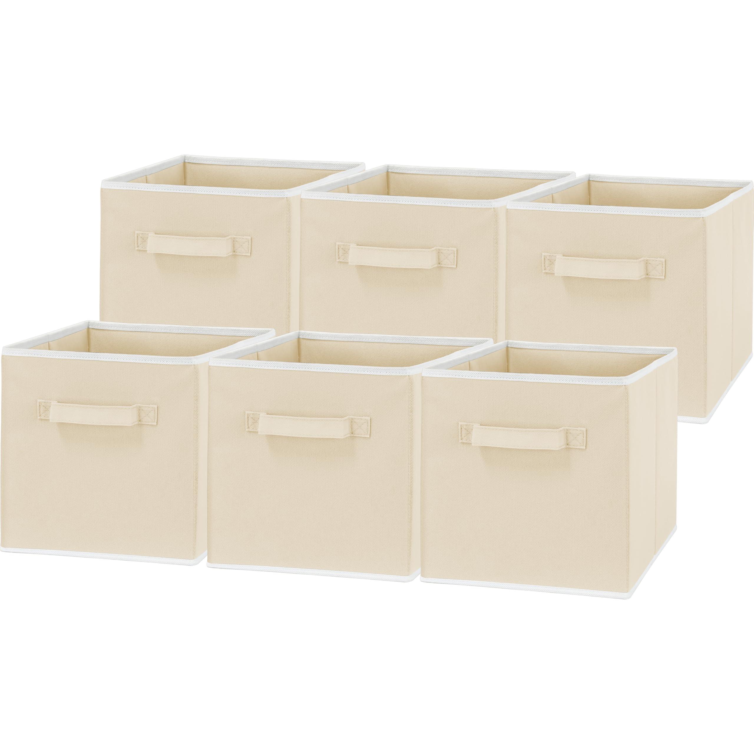 Dazzling Pops - Simple Houseware Foldable Cube Storage Bins, 11-Inch , 6-Pack Fabric Cubes Organizer for Closet or Shelves - Beige