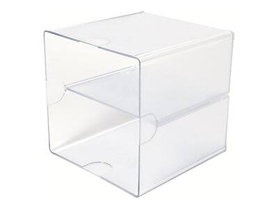 Alt View 2. Deflecto - Deflect-O Cube 2 Compartment Stackable Plastic Compartment Storage, Clear (350701) - Clear.