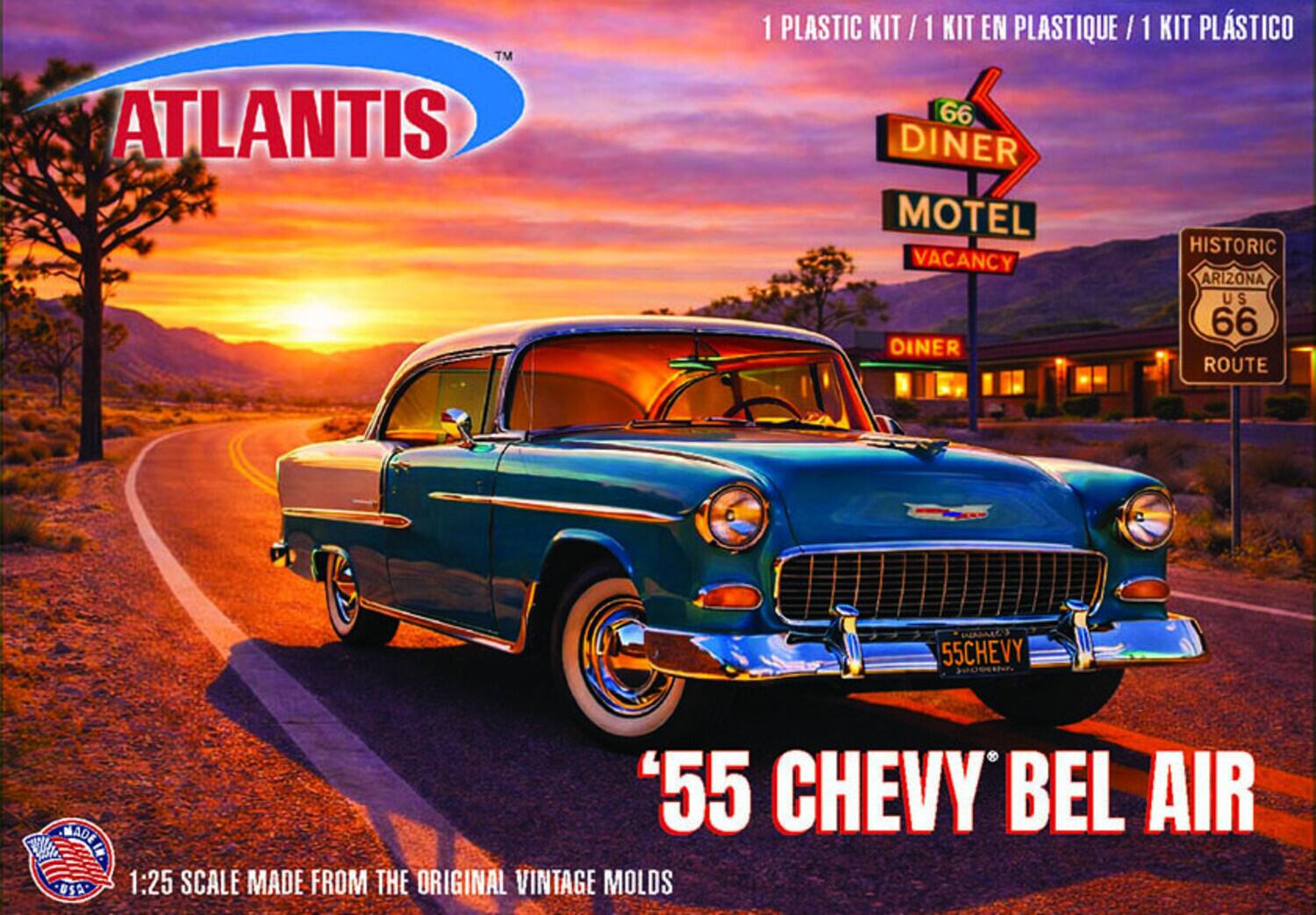PopMarket U.S. Route 66 1955 Chevrolet Bel Air Hardtop 1/25 Scale Model ...