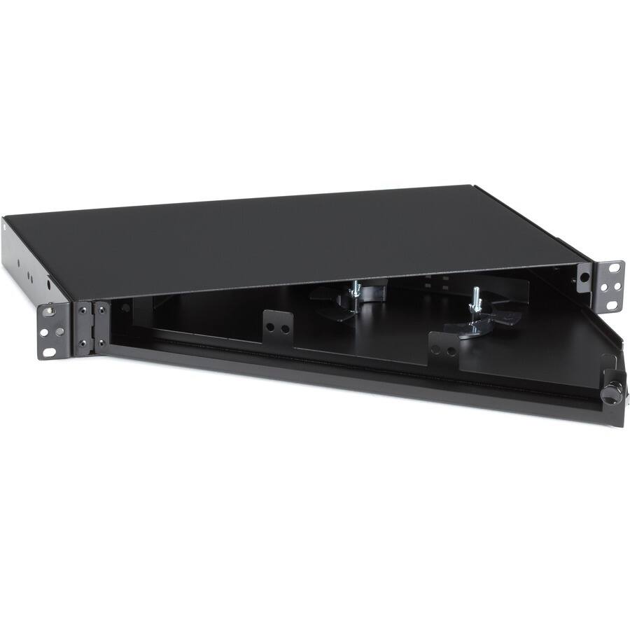 Alt View 2. Black Box Network Services - Rackmount Fiber Shelf, 1U, 3-Adapter Panel.