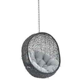 Encase Sunbrella® Fabric Swing Outdoor Patio Lounge Chair Without Stand by Modway - Black Gray