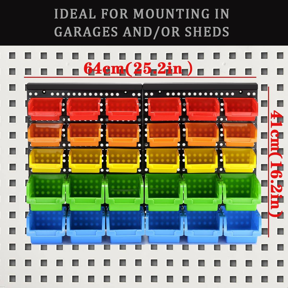 IDEAL FOR MOUNTING IN GARAGES AND/OR SHEDS

64cm (25.2in)

41cm (16.2in)