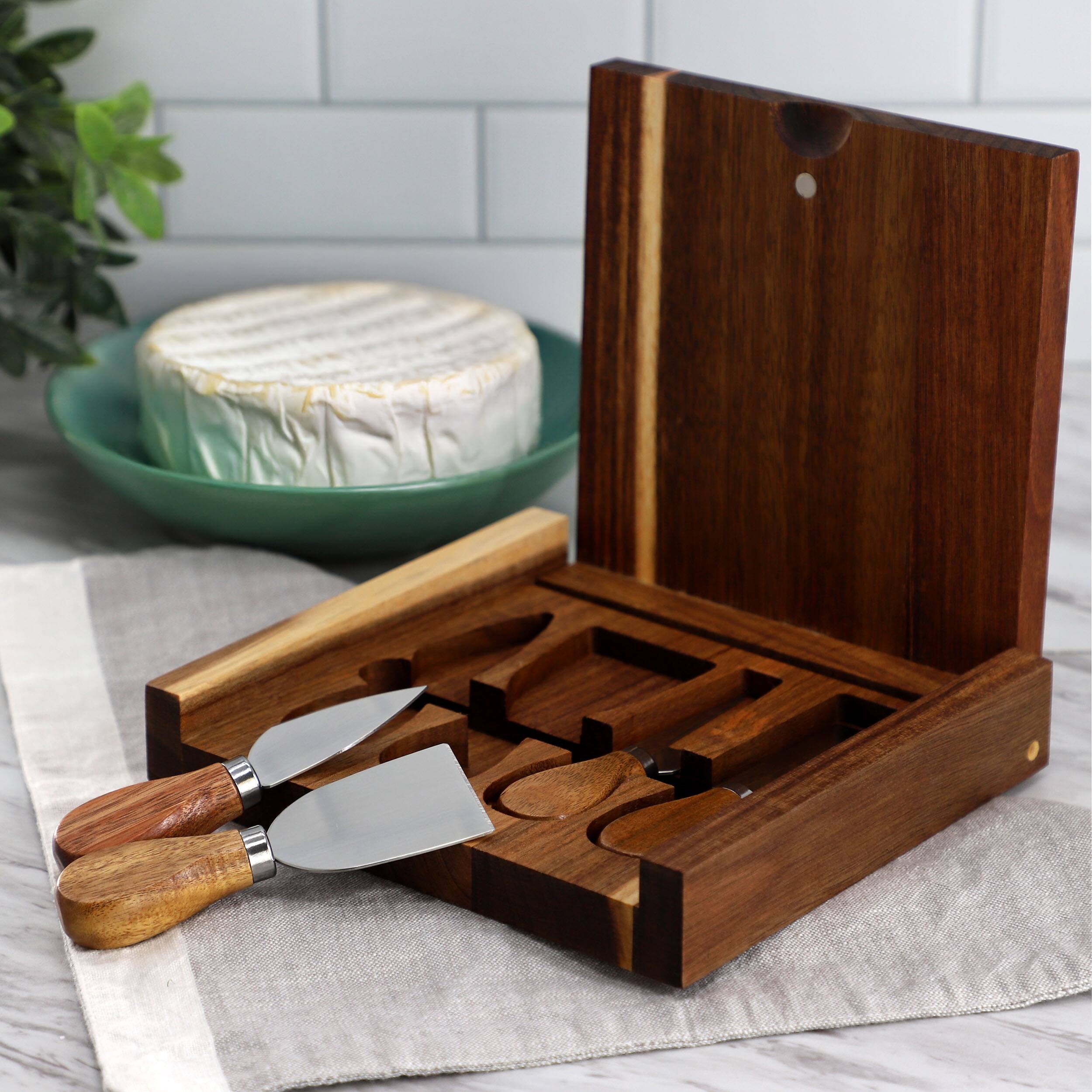 Alt View 7. MegaChef - MegaChef Acacia Wood 5 Piece Square Cheese Board with Knife Set - Brown.