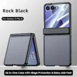 Dteck - Shockproof Matte Hard PC Case Hinge Protection Cover For Samsung Galaxy Z Flip8 with Built-in Screen Protector - Black(HD Clear Film)
