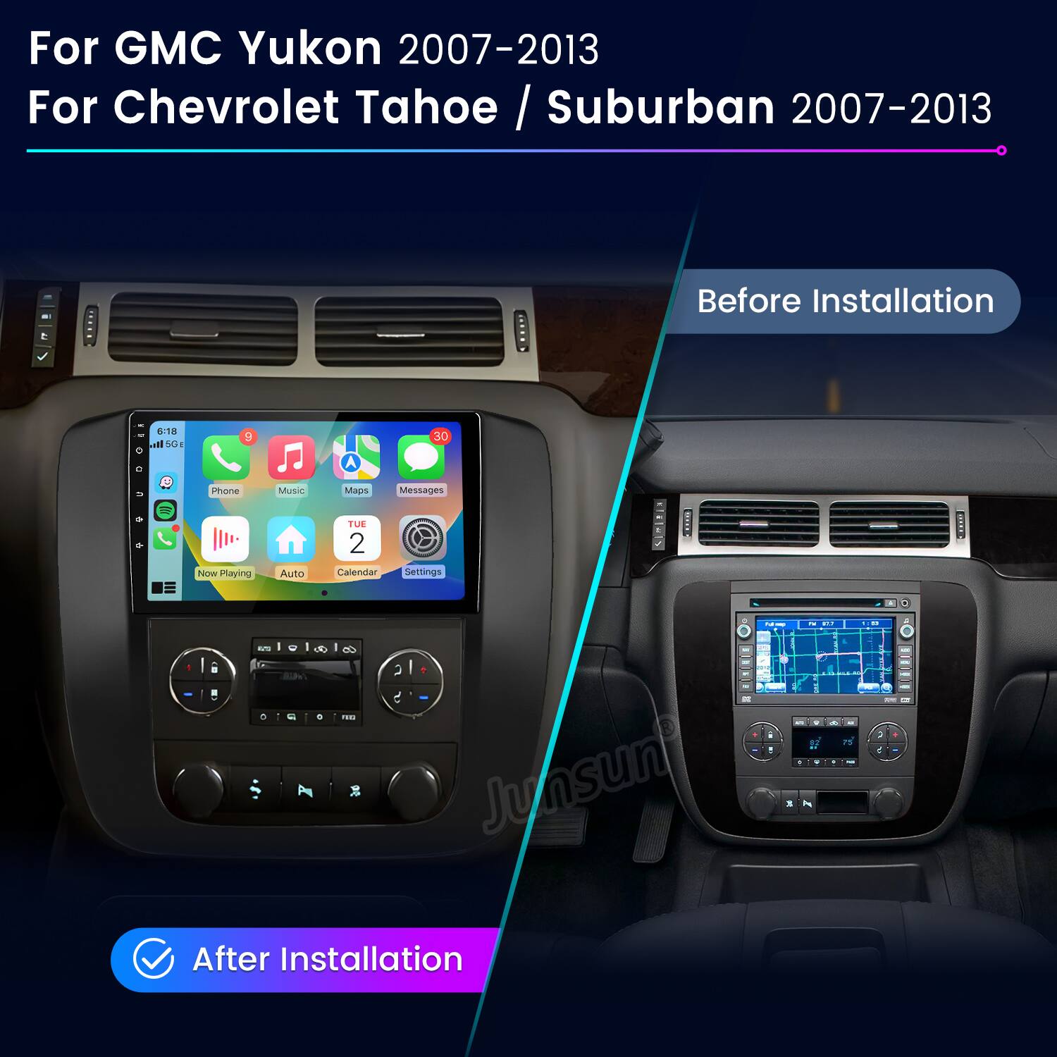 For GMC Yukon 2007-2013  
For Chevrolet Tahoe / Suburban 2007-2013  

Before Installation  
After Installation