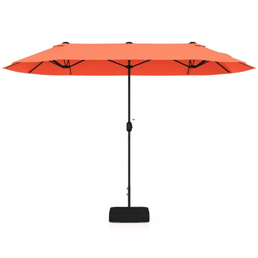Kadyn - Outdoor Garden UmbrellaMarket Umbrella13 Feet Double Sided Patio Twin Table Umbrella with Crank Handle - Orange