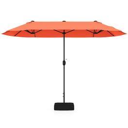 Kadyn - Outdoor Garden UmbrellaMarket Umbrella13 Feet Double Sided Patio Twin Table Umbrella with Crank Handle - Orange
