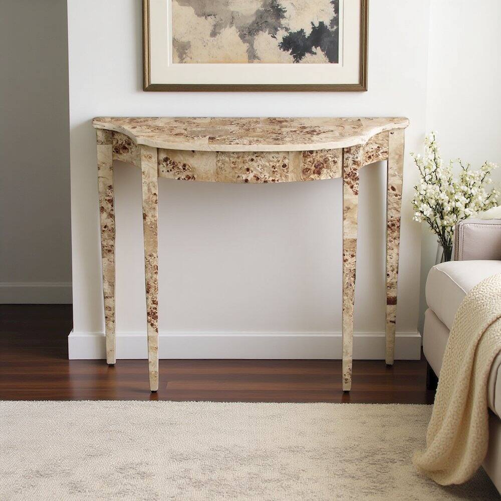 Alt View 2. Starlight Canyon Home - Light Brown Half Moon Console Table - Narrow Entryway and Sofa Table - Light Brown.
