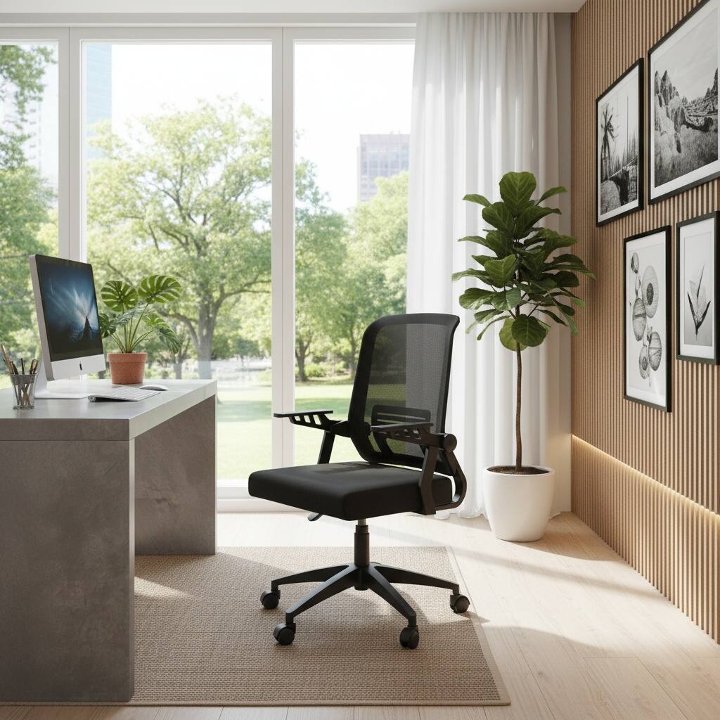 Alt View 6. Forest'nSky - Techni Mobili Comfort Ergonomic Office Chair – Adjustable Mesh, Black - Black.