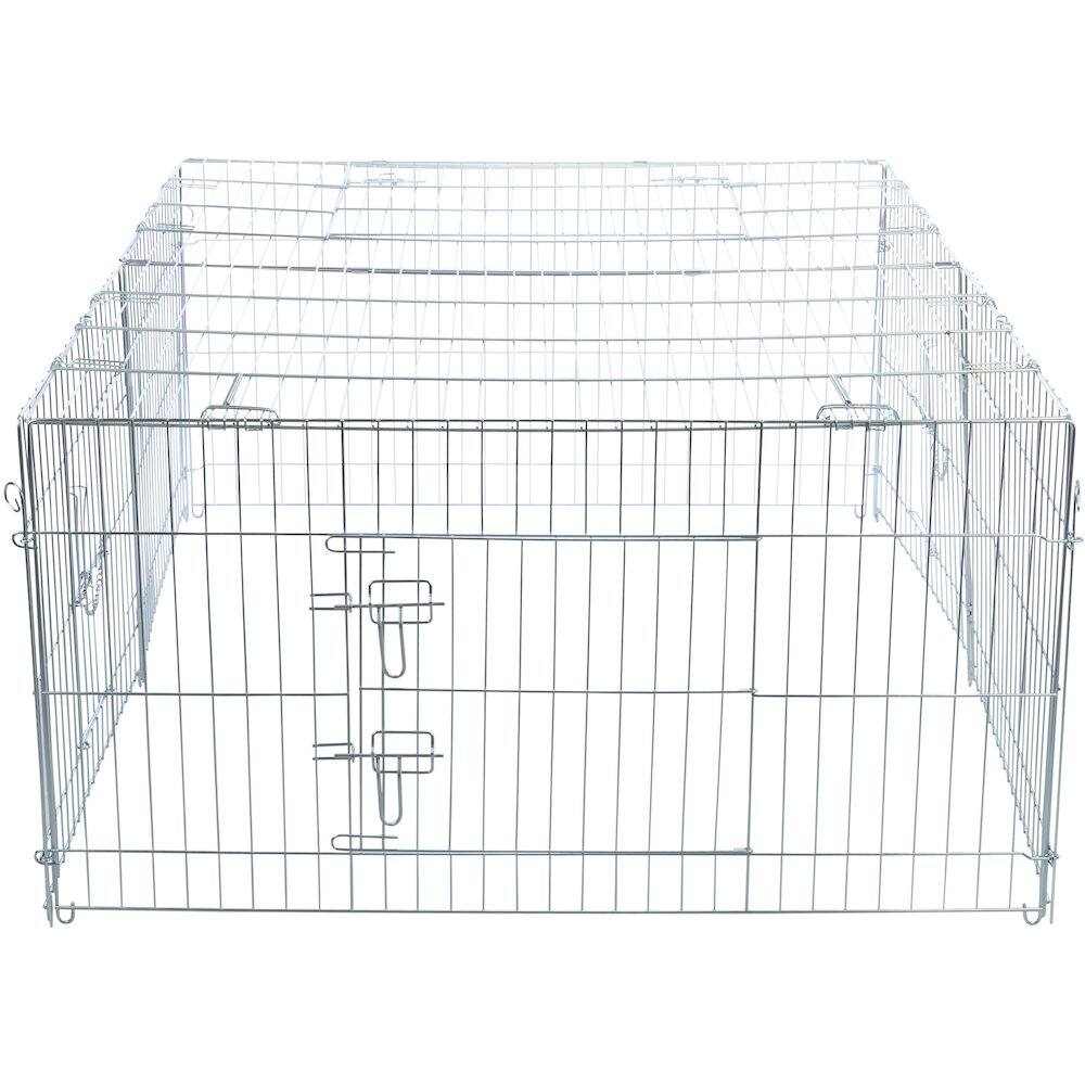 Alt View 3. TRIXIE - Enclosed Outdoor Ft. Galvanized Metal Animal Cage with 5 Doors - Silver.