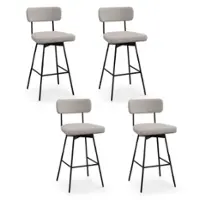 Costway - 29" Upholstered Swivel Bar Stool Set of 4 with Padded Seat & Backrest Metal Frame - Beige - Front_Zoom