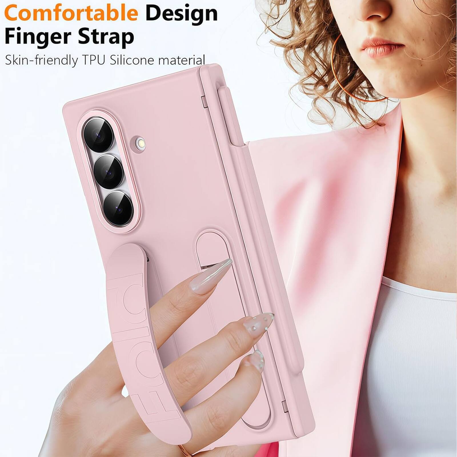 Comfortable Design Finger Strap  
Skin-friendly TPU Silicone material