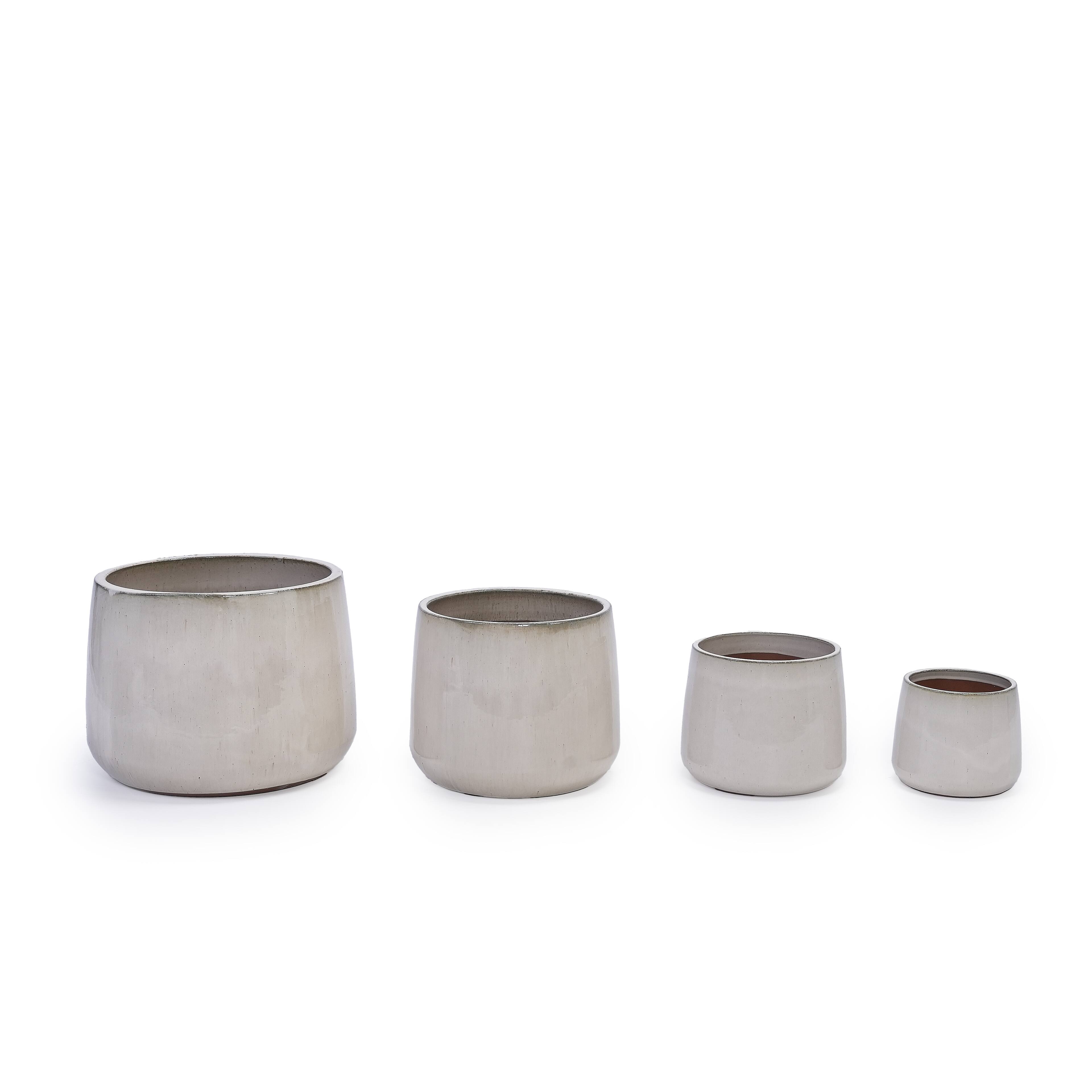 Back. Loheer - Loheer Ceramic Planter Set, Handmade Set of 4 Neutral Textured Clay Pots, 6 9 11 14 Inch Indoor Outdoor Planters.