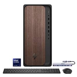 HP - OmniDesk Desktop - Intel Core Ultra 7 265, 16GB DDR5, 1TB SSD, Windows 11 Pro, Docking Station, Dark Wood Design - Black