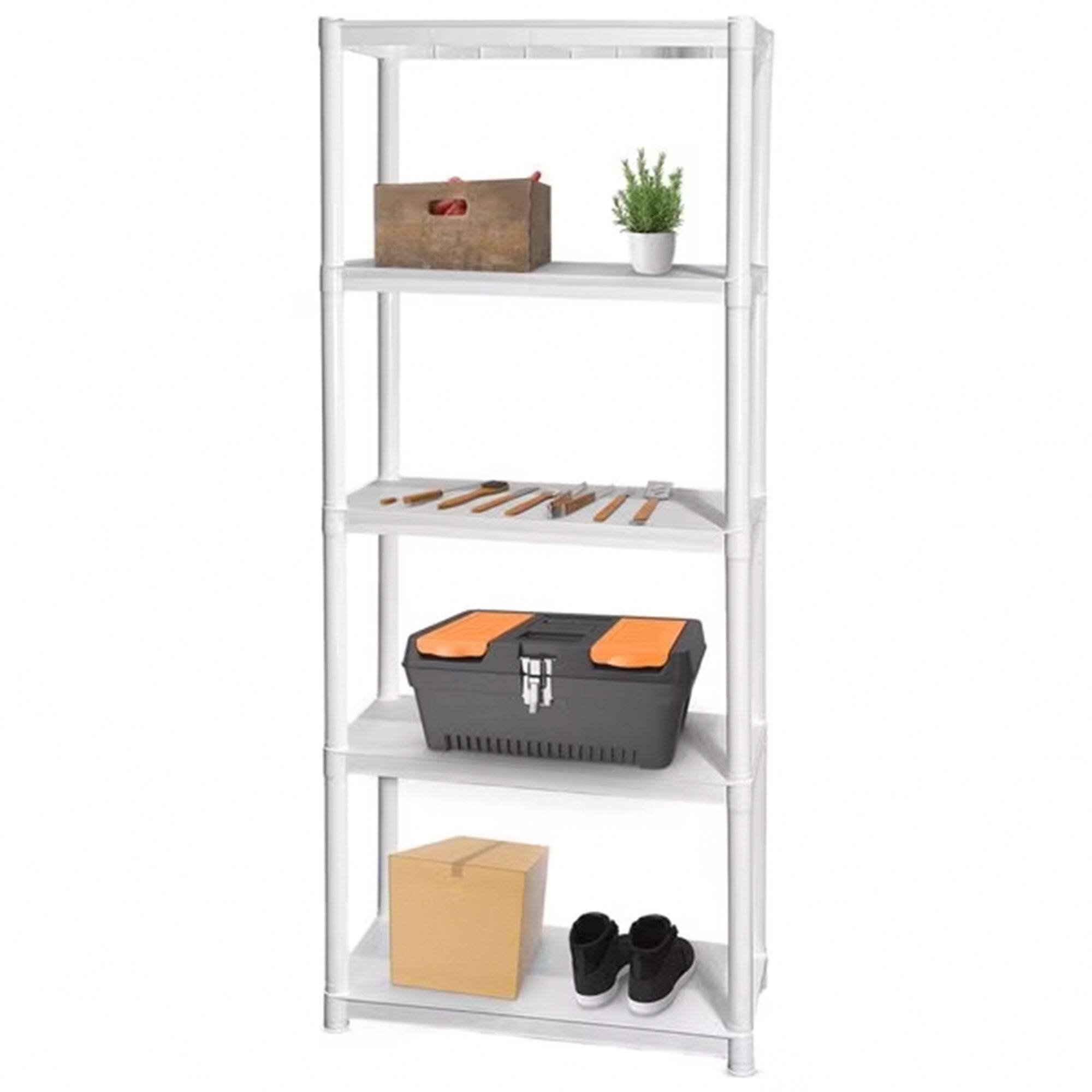 Alt View 4. Juggernaut Storage - Juggernaut Storage 75.5" Plastic 5 Tier Garage/Shed Utility Shelving Rack, White - White.