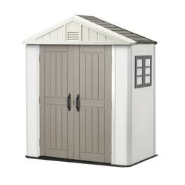 VEVOR - Outdoor Storage Shed,4x8 Ft,Heavy-Duty Resin Tool Shed, with Reinforced Floor, Skylight, Lockable Door,Weather Resistant - Gray
