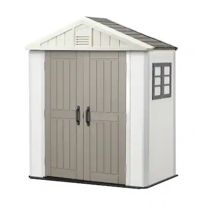 Front. VEVOR - Outdoor Storage Shed,4x8 Ft,Heavy-Duty Resin Tool Shed, with Reinforced Floor, Skylight, Lockable Door,Weather Resistant - Grey.