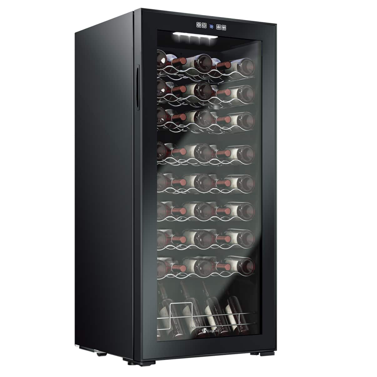 KingChii - 45-Bottle Wine Cooler Refrigerator with Professional Compressor Cooling - Black