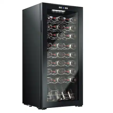 Front. KingChii - 45-Bottle Wine Cooler Refrigerator with Professional Compressor Cooling - Black.