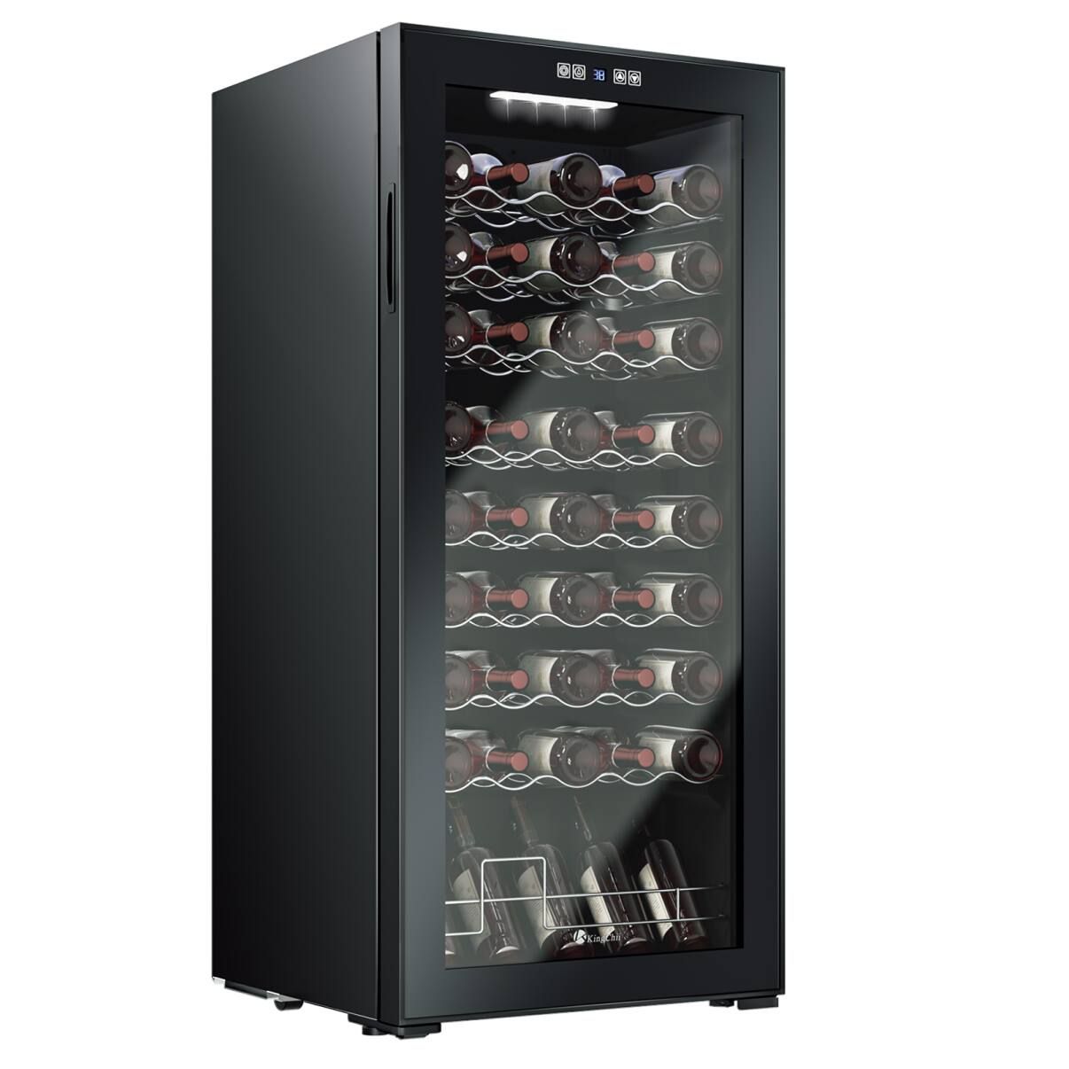 KingChii - 45-Bottle Wine Cooler Refrigerator with Professional Compressor Cooling - Black